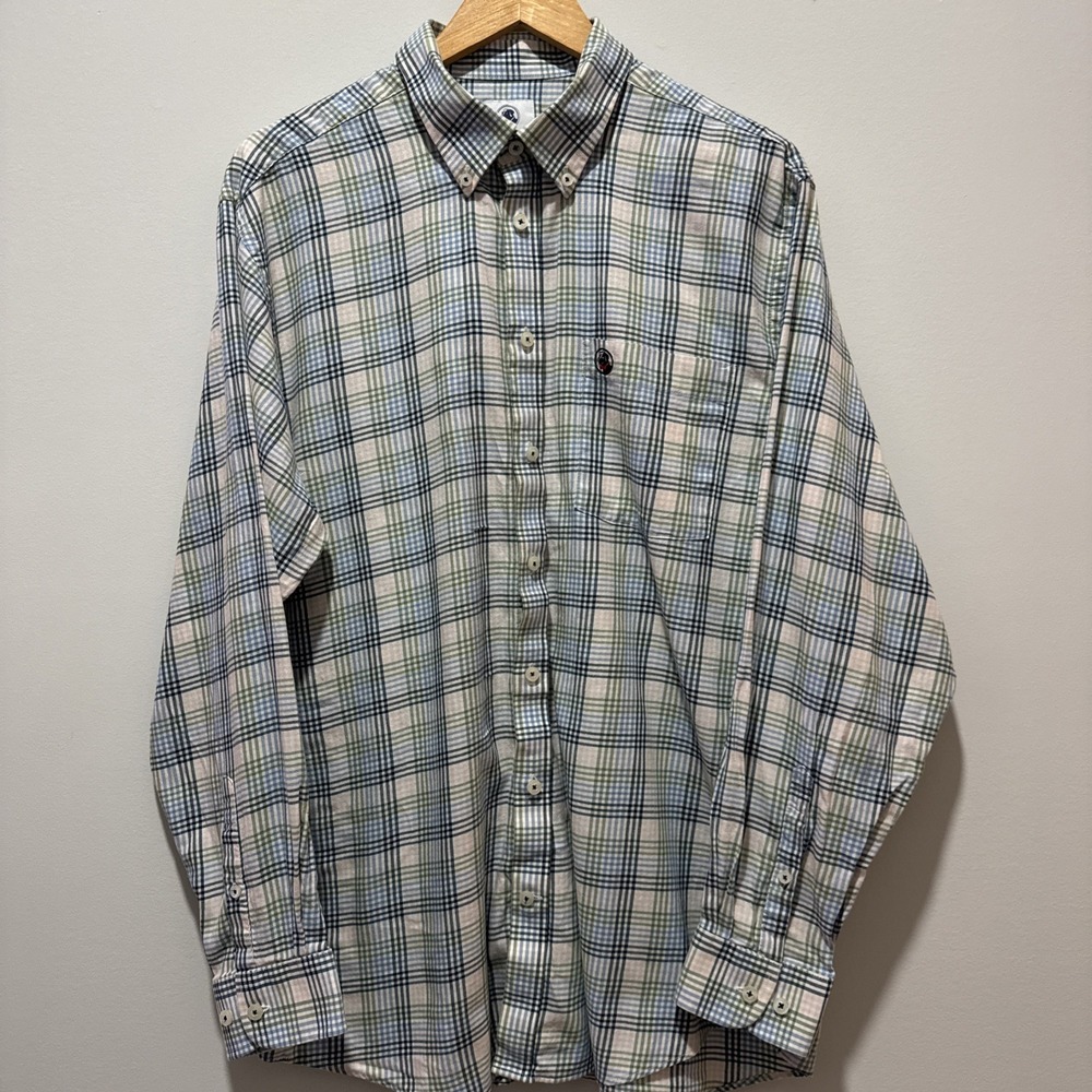Southern Proper Mens Large Cotton Long Sleeve Plaid Button Down Shirt Multicolor